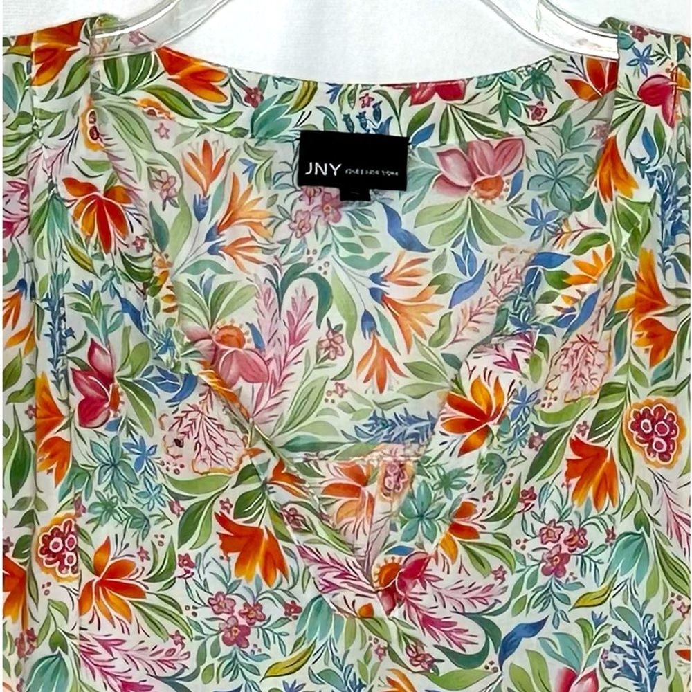 JNY Jones New York Floral Botanical Print Blouse Lightweight Spring Summer Sz 1X - Picture 4 of 8